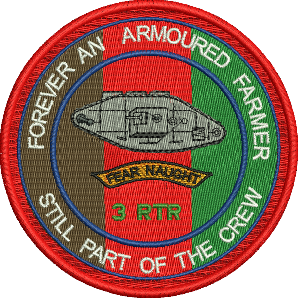 3 RTR ARMOURED FARMER EMBROIDERED BADGE