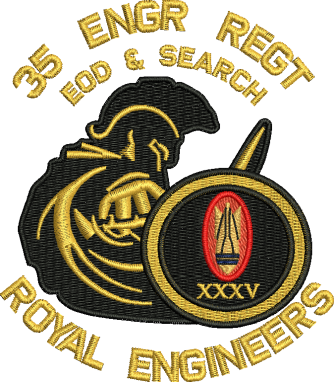 35 Engr Regt EOD & SEARCH Embroidered Polo Shirt (SMAll, BLACK)