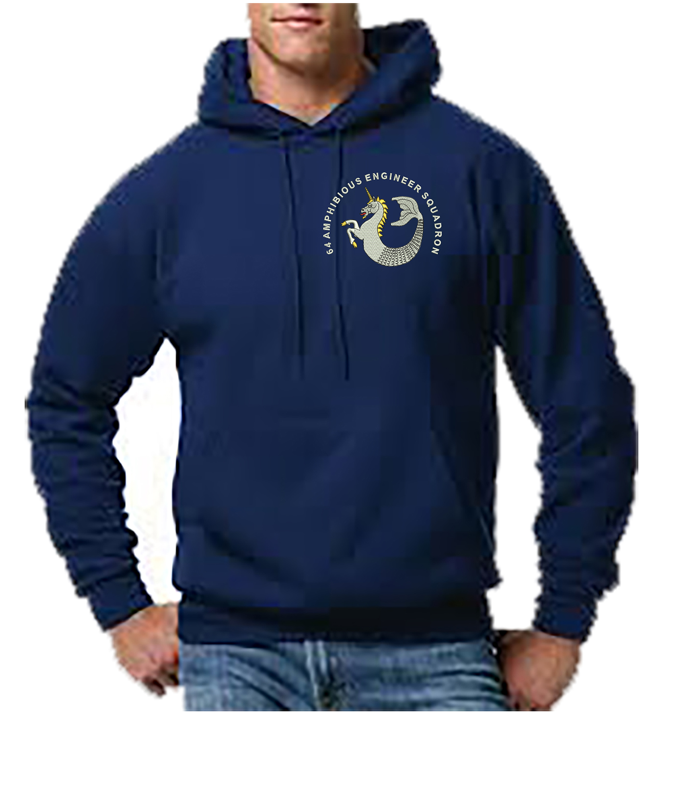 64 Amph Engr Sqn Embroidered Hoodie SMALL BK