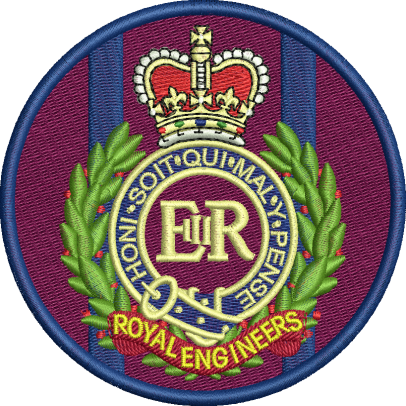 RE Cap badge on TRF embroidered Badge