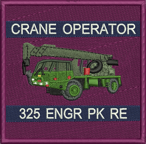 Crane Op / 325 Engr Pk RE Embroidered Badge 4.5