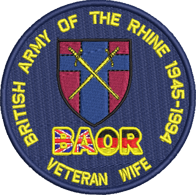 BRITISH ARMY OF THE RHINE  BAOR - VETERAN EMBROIDERED BADGE (OPTION-1, IRON-ON)