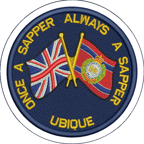 ONCE A SAPPER / RE / UNION JACK embroidered badge