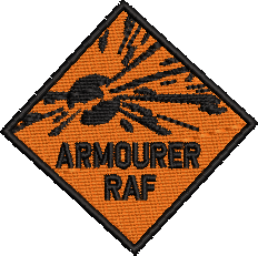 RAF ARMOURER EMBROIDERED BADGE (IRON-ON)