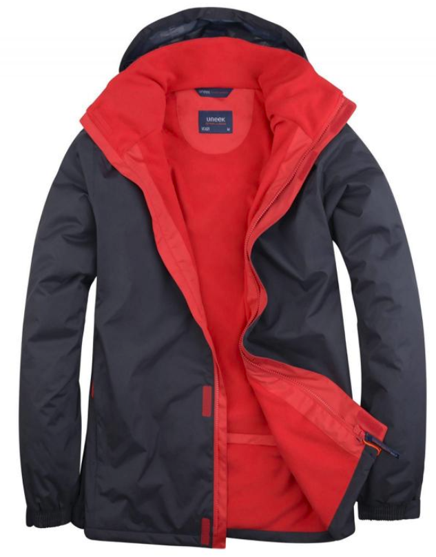 RE embroidered Luxury Outdoor Jacket  (Navy-Red, SMALL)