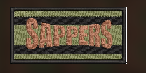Sapper embroidered flash (RED, IRON-ON)