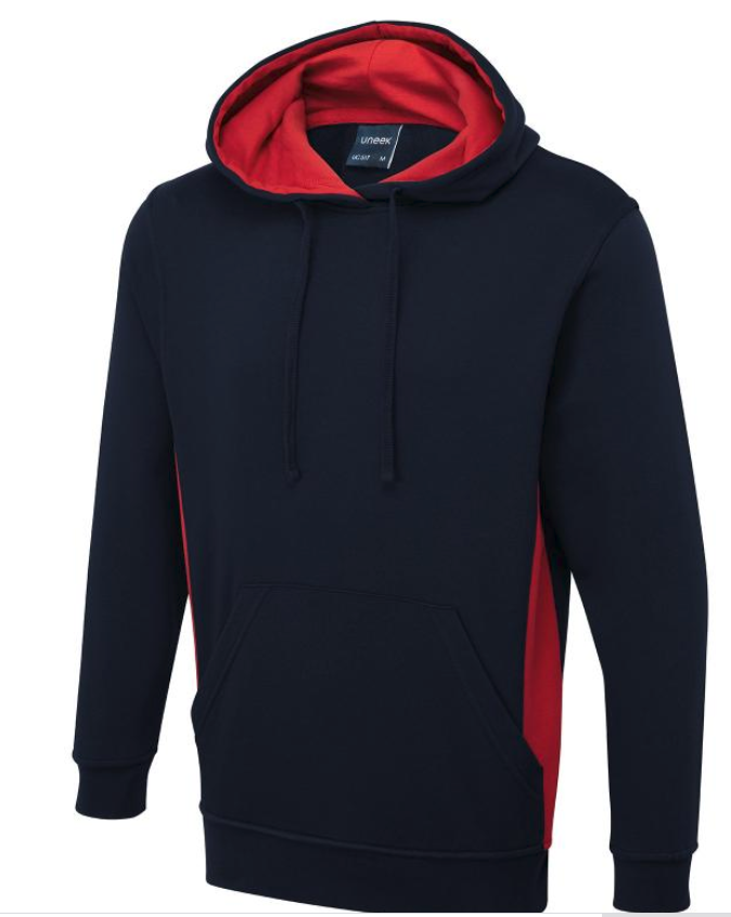 Two Tone embroidered hoody (SMALL, BLACK/RED)